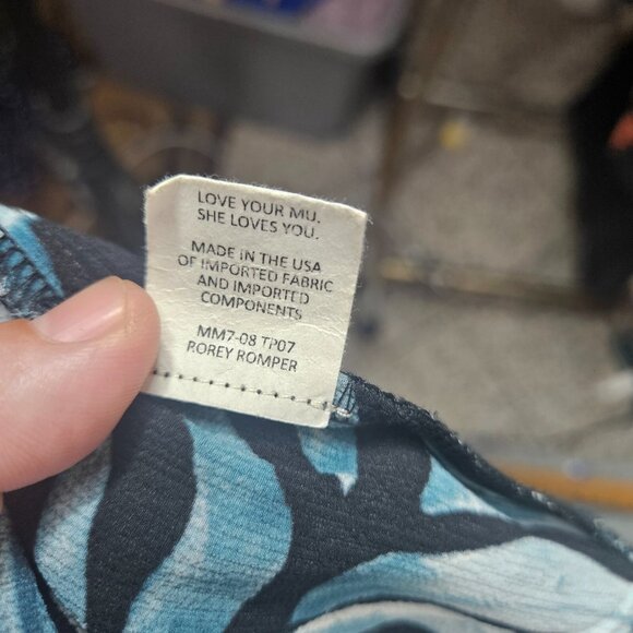 Show Me Your Mumu Women's Tropical Leaf Print Romper Blue White Adjustable Sz S - Picture 8 of 11